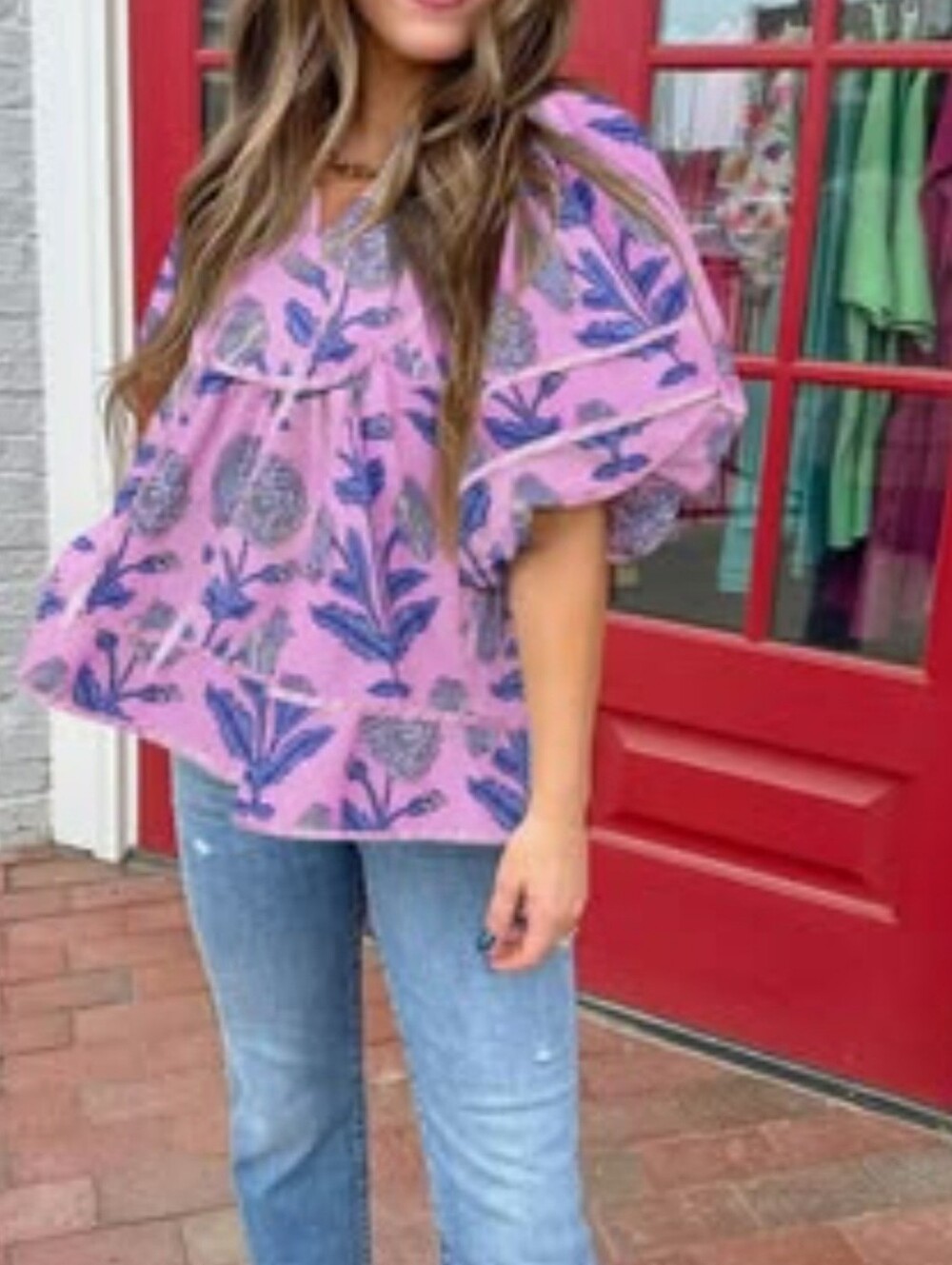 Cicy Bell Boho Floral Puff Sleeve Blouse Size Small - Picture 1 of 11